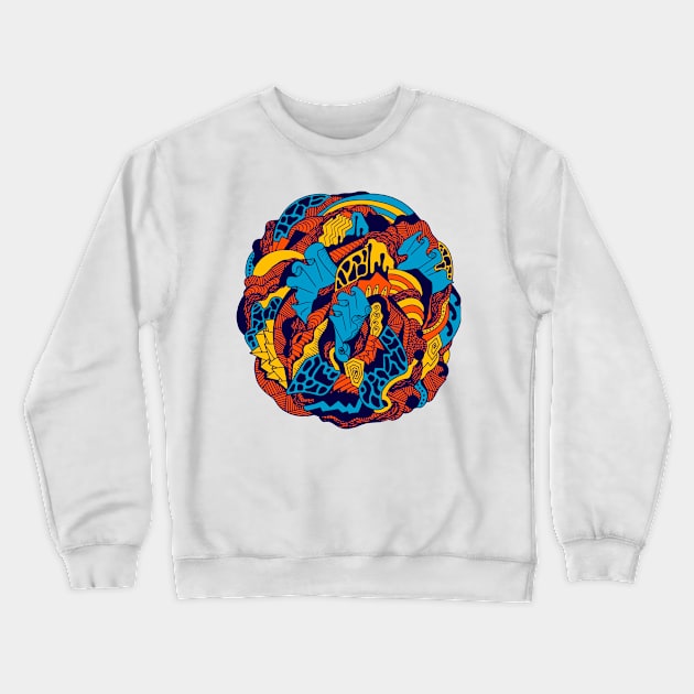 Orange Blue Abstract Wave of Thoughts No 1 Crewneck Sweatshirt by kenallouis